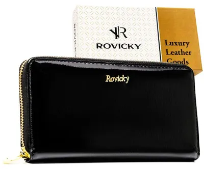 Obrázok produktu pre Rovicky dámska peňaženka z lakovanej prírodnej kože čierna RFID 19 cm