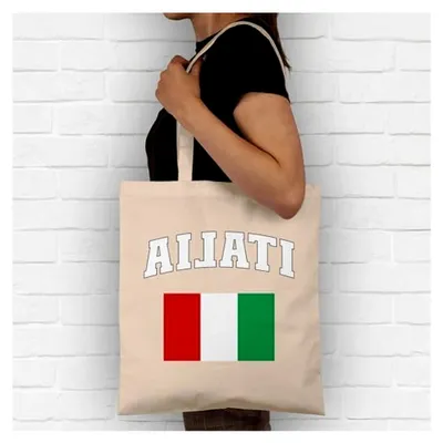 Produktbild von Baumwolltasche - Fußball EM WM - Taschen - Italia Schriftzug mit Flagge | Italien | Italy
