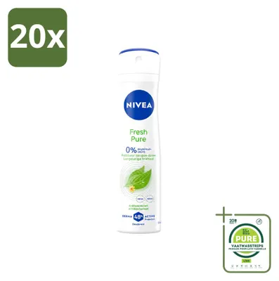 Image de 20 sprays déodorants NIVEA Fresh Pure, sans aluminium, 150 ml, lot de 20