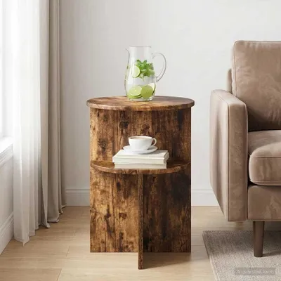 Zdjęcie produktu dla Stolik boczny z dębu wędzonego, średnica 39,5 cm, wysokość 55 cm