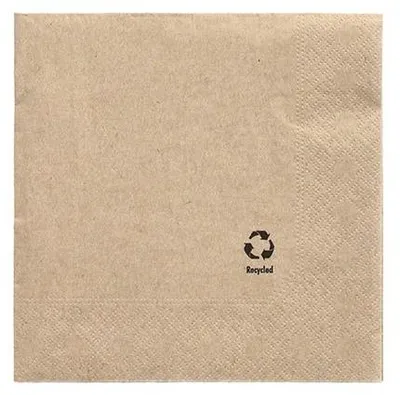 Produktbild von 600 Servietten, 3-lagig 1/4-Falz 33 cm x 33 cm natur aus recyceltem Papier