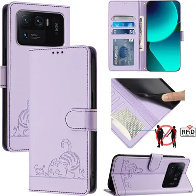 Image de Etui en cuir pour Xiaomi Mi 11 Ultra, étui à rabat avec fonction stand et portefeuille Violet