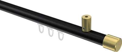 Produktbild von Interdeco Innenlaufstange / Gardinenstange mit Innenlauf Schwarz / Messing-Optik, Typ Sonius Santo (Kappe) Deckenmontage, 20 mm Ø 1-läufig, 200 cm