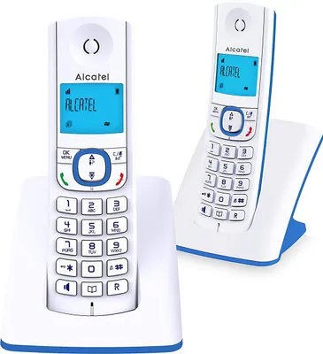 Immagine prodotto di Alcatel F530, telefono DECT, portatile con cavo, vivavoce, 50 pol., ID chiamante, blu, bianco