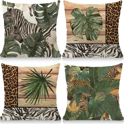 Immagine prodotto di Cuscini da esterno 45x45 cm, set da 4, cuscini decorativi per soggiorno, giardino, balcone, in tela