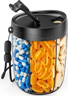 Produktbild von AUVON Tablettenbox 7 Tage Rund Pillendose mit Großen Fächern