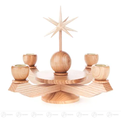 Immagine prodotto di Candeliere natalizio con stella, in legno, per candele con diametro di 20 mm. Dimensioni: 19 cm x 19 cm x 19 cm. Nuovo