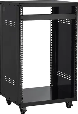 Obrázok produktu pre VEVOR 16U AV rack, 90,7 kg, domáci nahrávací štúdiový rack s uzamykateľnými kolieskami, otvorená rámová serverová skriňa, vetraná konštrukcia, na montáž 482 mm audio, video, hudobných a IT zariadení