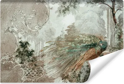 Produktbild von Muralo Selbstklebende Fototapete PFAU Ornamente Bäume Blätter Abstraktion Retro Br. 180cm x Hö. 120cm