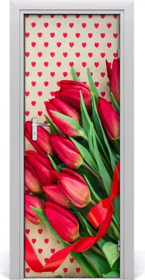 Produktbild von Tulup Türaufkleber 75x205 cm Dekorative Aufkleber Selbstklebend Wasserdichte Tapete Abnehmbar Schlafzimmer Wohnzimmer Wohnkultur - rote Tulpen