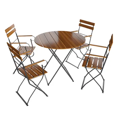 Produktbild von Biergarten Set Sitzgruppe Stuhl Armlehne Tisch Biergartengarnitur Biergartenmöbel Ø 80 cm 5tlg.