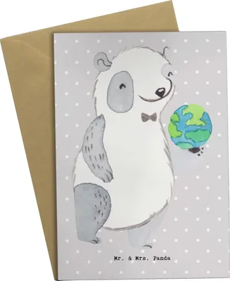Produktbild von Mr. & Mrs. Panda Grußkarte Touristikkaufmann Herz - Grau Pastell - Geschenk, hochzeitskarten, osterkarten, einladungskarten, dankeskarten, weihnachtskarten