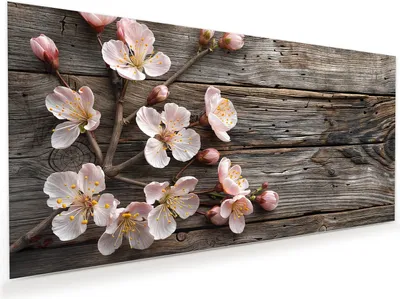 Produktbild von Glasbild 80x40cm in XXL für Wohnzimmer, Schlafzimmer Motiv Kirschblüten Holz
