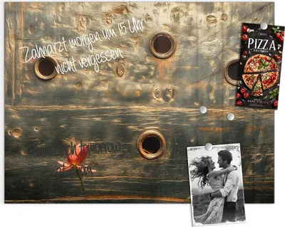 Produktbild von Magnettafel 120x90cm Pinnwand Whiteboard beschreibbar - Metallplatte Vintage