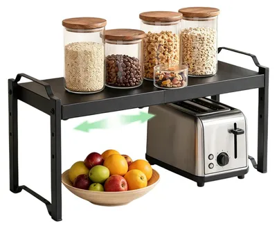 Ausziehbarer Küchenregal-Organizer 33-53 cm Schwarz