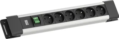 Image de BACHMANN CONNECTUS 6xUTE, 1xinterrupteur 2,0m CEE7/7 Gris