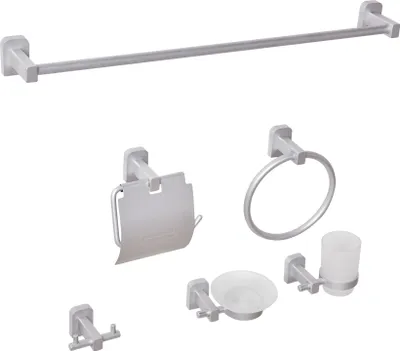 Produktbild von BELIANI Badezimmer-Halter-Set Silber Aluminium 6-Teilig Modern Badaccessoires Hardware-Set WC-Garnitur WC-Accessoires-Set Badausstattung Badzubehör