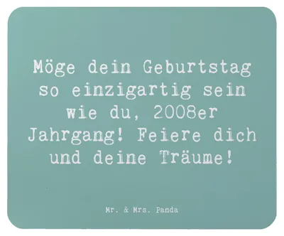 Produktbild von Mr. & Mrs. Panda Mouse Pad Spruch 2008 Geburtstag Einzigartig - Meeresbrise - Geschenk, Geburtstagsgeschenk, Happy Birthday, mausteppich, pc mausunterlage, Alter, Freude