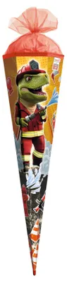 Produktbild von Schultüte / Zuckertüte / 85cm / eckig / "Feuerwehr-Dino"
