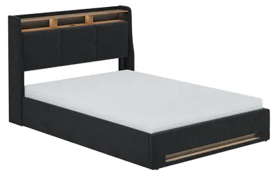 Produktbild von Polsterbett Vitalispa Christin Anthrazit/Eiche 140x200 mit Matratze, LED und USB-Anschluss, Model 59804