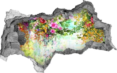 Produktbild von Selbstklebender Loch-3D-Aufkleber 95x73 cm Mehrfarbige Blumen