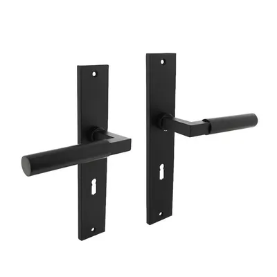 Produktbild von Langschildschildgarnitur Baustil Zamak F71 schwarz BB 72mm DIN L/R INTERSTEEL