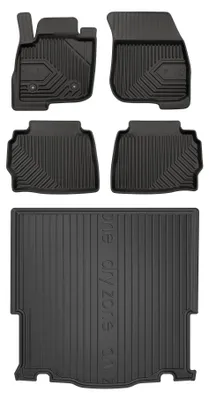Imagen del producto de Alfombrillas de goma + bandeja de maletero para Ford Mondeo V 2014-2022 (familiar) – juego de 5 piezas, negras, a medida – Wielganizator