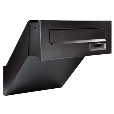 Produktbild von Alsten Tech Mauerdurchwurf Briefkasten für Haus Büro 3 Schlüssel Postkasten Einmauern Einbaubriefkasten mit Namensschild, Schwarz Matt