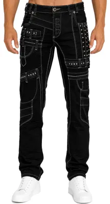 Produktbild von Kosmo Lupo Herren Regular Fit Jeans Stonewashed KM8004-1 Black W32/L32