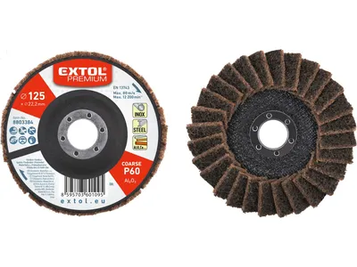 Produktbild von Fächerschleifscheibe Extol Premium (8803384) schräg aus Schleifkorundvlies, Ø 125mm, P60-grob