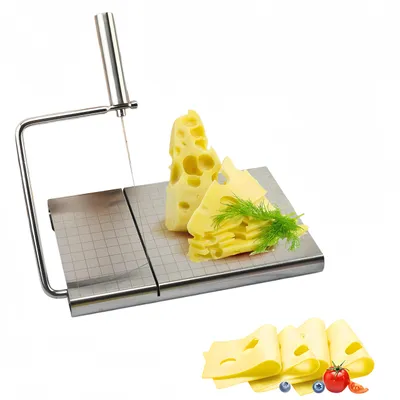 Produktbild von Multifunktionaler Käsehobel, 304 Edelstahlmaterial mit Skala, für Blockkäse, Butter, Würstchen, Obst, Küchenhelfer-Käseschneidebrett