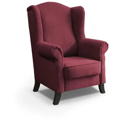 Image de Wing Leonardo fauteuil en velours avec pieds en bois pour salon ressorts ondulés, tissu : aston 09 - burgundy, couleur des pieds : wenge