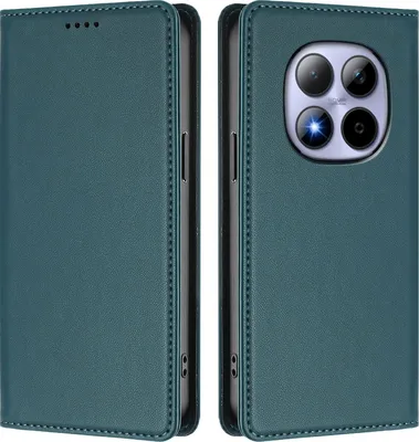 Image de Housse de téléphone portable pour Xiaomi Redmi Note 15 Pro 4G, étui à rabat en cuirPolyuréthaneantichoc Housse magnétique avec support Vert