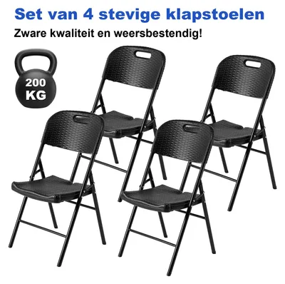 Produktbild von Bardi 4-teiliges Klappstuhl-Set – Faltstuhl-Set, schwere Qualität, wetterbeständig 47 x 54 x 87 cm – Rattan