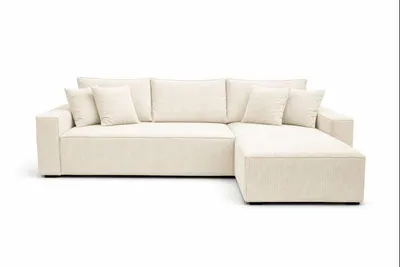 Zdjęcie produktu dla Sofa narożne EDEN w kolorze kremowym, wymiary: 235 x 75 x 144 cm. Nowoczesne sofa narożna z funkcją spania, możliwość montażu zarówno po lewej, jak i po prawej stronie