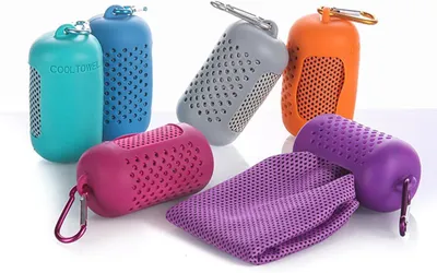 Produktbild von Tragbares, schnell trocknendes Sporthandtuch für den Außenbereich - Sommerliches Kühltuch aus Eisseide, schweißabsorbierend und kühlend, mit Silikonhülle, 30*100cm