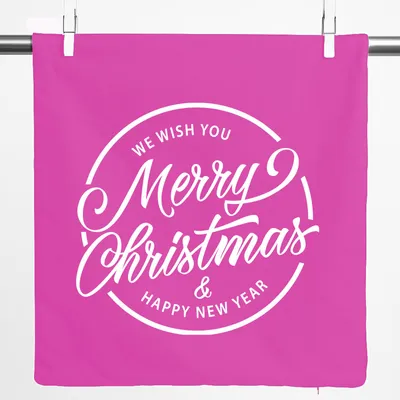 Produktbild von Huuraa Kissenbezug Merry Christmas Schriftzug 40x40cm Fuchsia Baumwolle Dekokissenbezug Geschenkidee