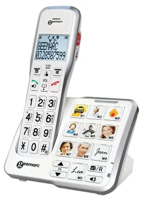 Productafbeelding van Geemarc AmpliDECT 595: draadloze, versterkte telefoon voor mensen met gehoorverlies, met 50 dB versterking, fototoetsen, antwoordapparaat, spraakopname en een SOS-knop - Duitse versie