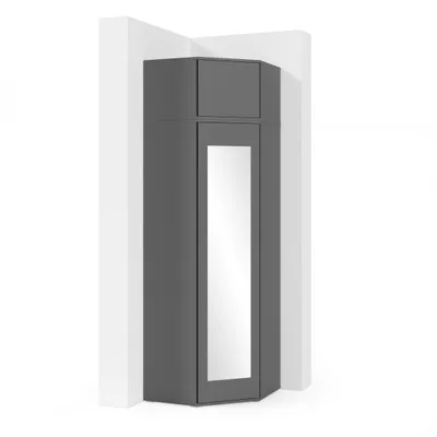 Produktbild von Eckschrank "Modulo", Kleiderschrank mit Spiegel und Schrankaufsatz, Graphit Matt
