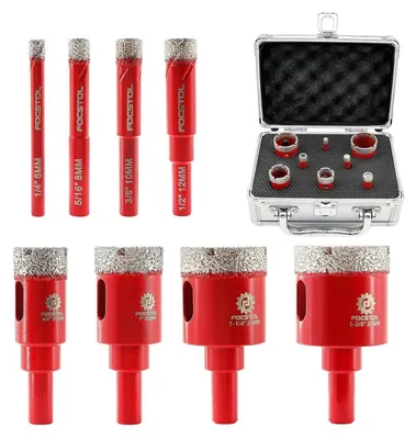 Productafbeelding van Diamant boor set, 8 stuks, 6-35mm, geschikt voor porselein, keramiek, marmer, graniet