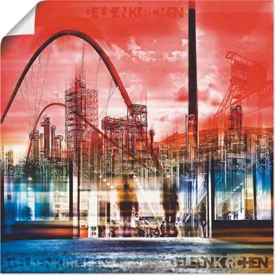 Produktbild von ARTland Poster Gelsenkirchen Skyline Collage 01 Größe: 70x70 cm