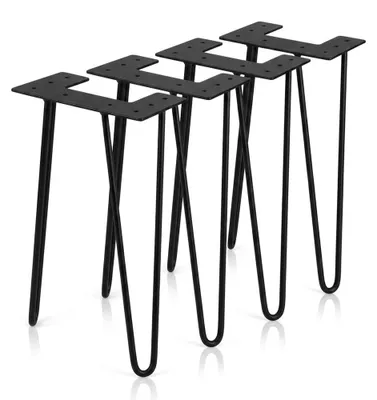 Produktbild von Mucola Tischbeine 4er Set Hairpin Leg Haarnadelbeine Tischgestell Tisch Tischkufen Esstisch Tischbein - Schwarz 2 Streben 71CM