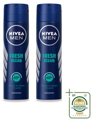 Obrázok produktu pre 2 x NIVEA MEN Fresh Ocean – deodorizačný sprej – 150 ml – balenie s 2 kusmi
