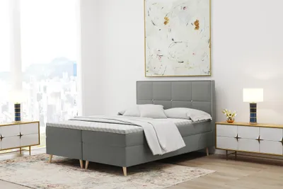 Produktbild von Boxspringbett Schlafzimmerbett RENAN 120x200cm in Stoff Riviera Grau