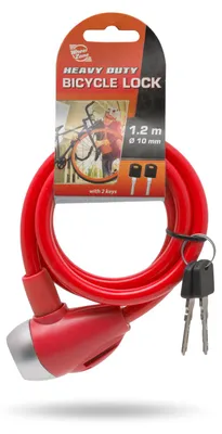 Zdjęcie produktu dla WheelZone Heavy Duty - Zapięcie rowerowe - 120 cm - Zapięcie łańcuchowe - Kłódka z 2 kluczami - Zapięcie linkowe - Zamki - Wodoodporny - Czerwony - 57077RD