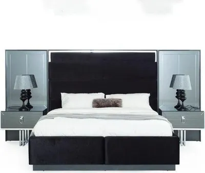 Produktbild von Bett 2x Nachttisch 3tlg. Schlafzimmer Set Design Luxus Schlafzimmer neu