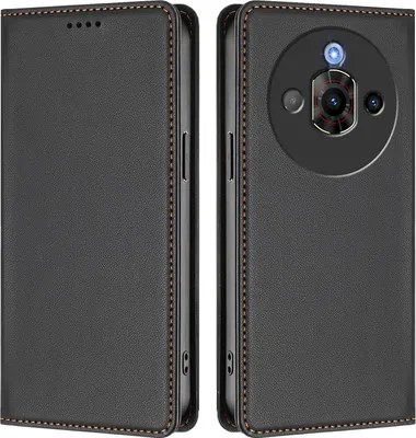 Produktbild von Handyhülle für ZTE Nubia Focus Pro 5G, Kunstleder Klapphülle Stoßfeste Magnetische Hülle mit Ständer Schwarz