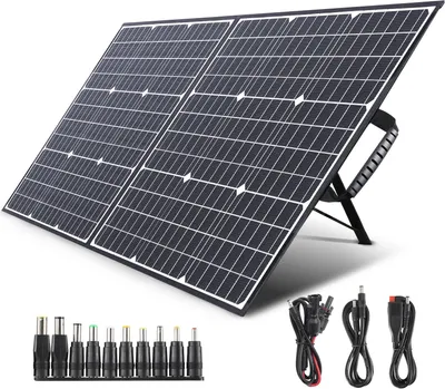 Produktbild von Składany panel słoneczny SWAREY 100W monokrystaliczna ładowarka słoneczna z 2 portami USB, wyjście 18 V DC. Panel słoneczny PD 60W Type-C do elektrowni, ogrodu, kampera, tabletu itp.