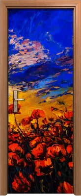 Produktbild von Türposter 70x200 cm Türaufkleber Türtapete Türfolie Klebefolie Blume wiese bunte Himmel Landschafts