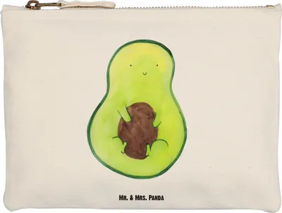 Produktbild von Mr. & Mrs. Panda Mäppchen Avocado Kern Größe M - Weiß - Geschenk, Stifteetui, Kulturtasche, glücklich, Schlampermäppchen, Pflanze, Federmappe, Kulturbeutel, Spruch Leben